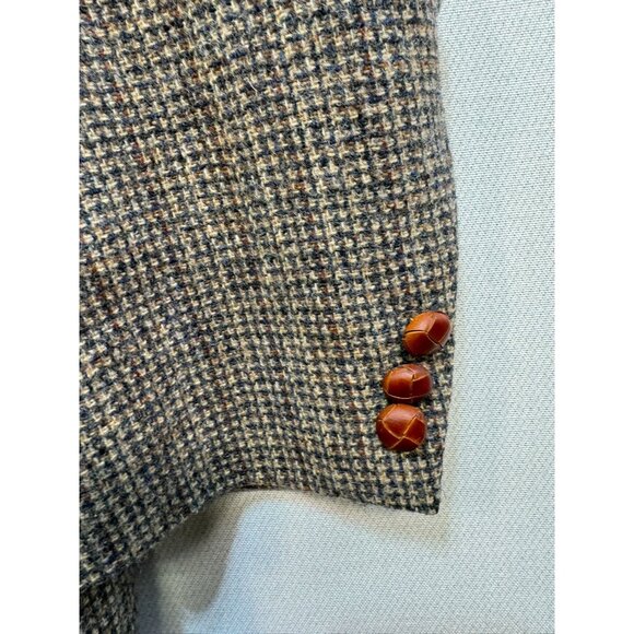 Gokeys Mens Wool Tweed Blazer Elbow Patches & Leather Buttons 42A Brown - Picture 7 of 16